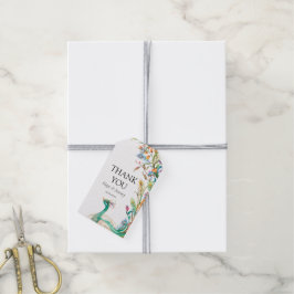 Floral Botanical Peacock Wedding Favor Labels Cadeaulabel