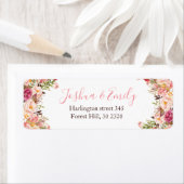 Floral Botanical Pink Peony Weddenschap retourneer Etiket (Insitu)