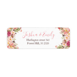 Floral Botanical Pink Peony Weddenschap retourneer Etiket