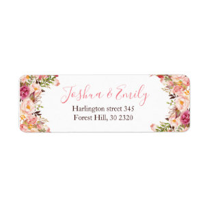 Floral Botanical Pink Peony Weddenschap retourneer Etiket