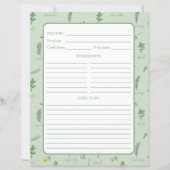 Floral Botanical Recipe Binder Page (Achterkant)