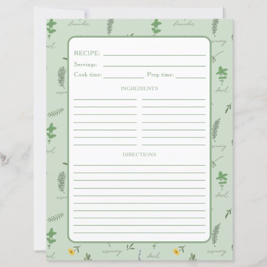 Floral Botanical Recipe Binder Page (Voorkant)