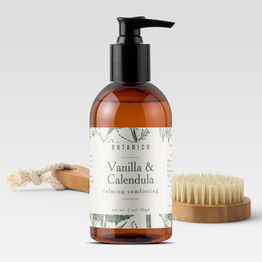 Floral Botanical Sage Green Ingredients Product Rechthoekige Sticker