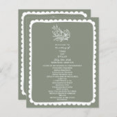 Floral Botanical Sage Green Scalloped Wedding (Voorkant / Achterkant)