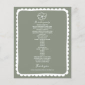 Floral Botanical Sage Green Scalloped Wedding (Achterkant)