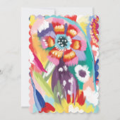 Floral Botanical Stork Baby Girl Shower Kaart (Achterkant)