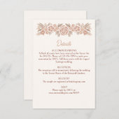 Floral Botanical Terracotta Wedding Details Informatiekaartje (Voorkant / Achterkant)