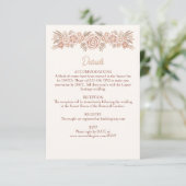 Floral Botanical Terracotta Wedding Details Informatiekaartje (Staand voorkant)