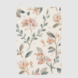 Floral Botanical Watercolor Leaves Beige Painted Golfhanddoek