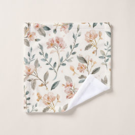 Floral Botanical Watercolor Leaves Beige Painted Washandje