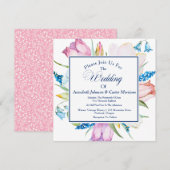 Floral Botanical Wedding Invitation Kaart (Voorkant / Achterkant)