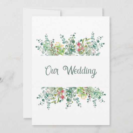 Floral Botanical Wedding Invitation Kaart (Achterkant)