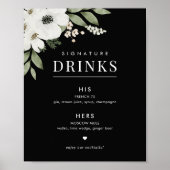 Floral Botanical Wedding Signature Drink Sign Poster (Voorkant)