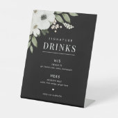 Floral Botanical Wedding Signature Drink Sign Reclamebord Met Voetstuk (Voorkant)