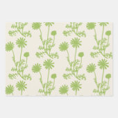 Floral Botanical Wild Daisies Lime Green Patterns Inpakpapier Vel (Voorkant 3)