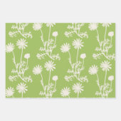 Floral Botanical Wild Daisies Lime Green Patterns Inpakpapier Vel (Voorkant 2)