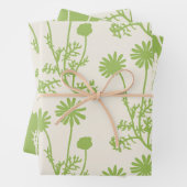 Floral Botanical Wild Daisies Lime Green Patterns Inpakpapier Vel (In situ)