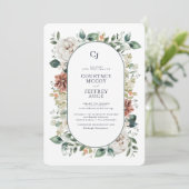 Floral Botanical Winter Wedding Invitation Kaart (Staand voorkant)