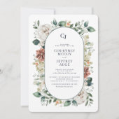 Floral Botanical Winter Wedding Invitation Kaart (Voorkant)
