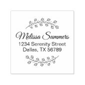 Floral Botanical Wreath Shaded Address Zelfinktende Stempel (Design)