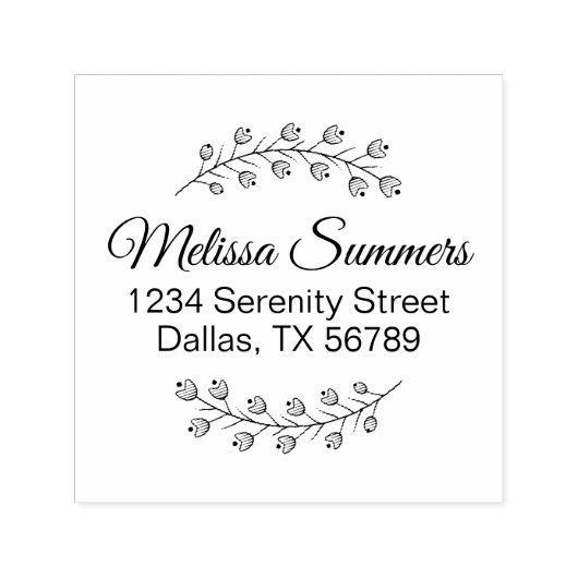 Floral Botanical Wreath Shaded Address Zelfinktende Stempel (Design)