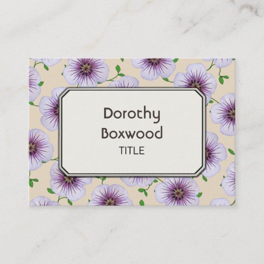 Floral botanisch blauw Paars Geranium  Visitekaartje (Voorkant)