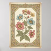 Floral Botanisch Poster in Retro Pastel (Voorkant)