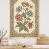 Floral Botanisch Poster in Retro Pastel (Keuken)