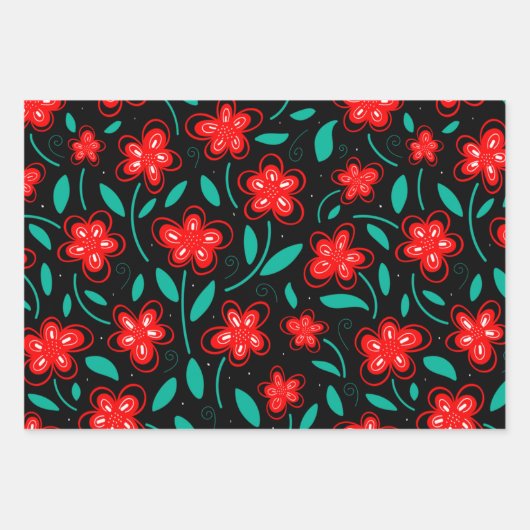 Floral botanische bloemen van de moderne Waterverf Inpakpapier Vel (Voorkant 3)