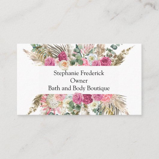 Floral botanische eminine voor kleine bedrijven visitekaartje (Voorkant)