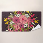 Floral botanische hand getrokken trilling badhanddoek (Badhanddoek)