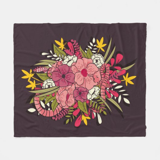 Floral botanische hand getrokken trilling  fleece deken (Voorkant (Horizontaal))