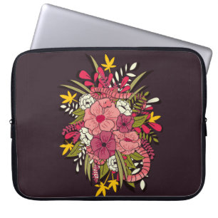 Floral botanische hand getrokken trilling  laptop sleeve