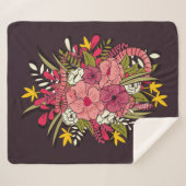 Floral botanische hand getrokken trilling  sherpa deken (Voorkant (horizontaal))