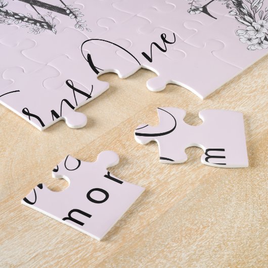 Floral Botanische letter Alphabet Aangepaste tekst Legpuzzel (Zijkant)