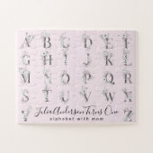 Floral Botanische letter Alphabet Aangepaste tekst Legpuzzel (Horizontaal)