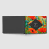 Floral Botanische Poppy bruiloft Gastenboek (Volledig)