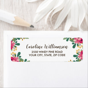  Floral Botanische Roze Bloemen Aangepast Etiket