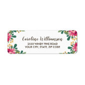  Floral Botanische Roze Bloemen Aangepast Etiket (Voorkant)