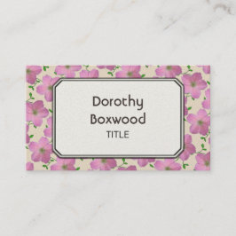 Floral botanische roze geranium  visitekaartje