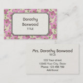 Floral botanische roze geranium  visitekaartje (Voorkant / Achterkant)