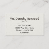 Floral botanische roze geranium  visitekaartje (Achterkant)