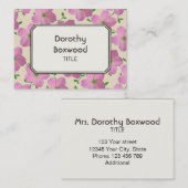 Floral botanische roze geranium  visitekaartje (Voorkant / Achterkant)