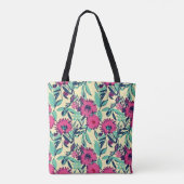 Floral botanische roze tote bag (Achterkant)
