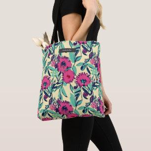 Floral botanische roze tote bag