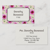 Floral botanische roze tuinbloem  visitekaartje (Voorkant / Achterkant)