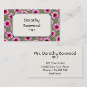 Floral botanische roze tuinbloem  visitekaartje (Voorkant / Achterkant)