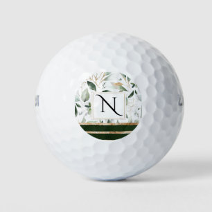 Floral Botanische Waterverf Glitter Monogram Golfballen