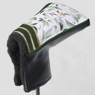 Floral Botanische Waterverf Glitter Monogram Golfheadcover