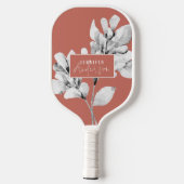 Floral Botanische Waterverf Script roze Pickleball Paddle (Achterkant)